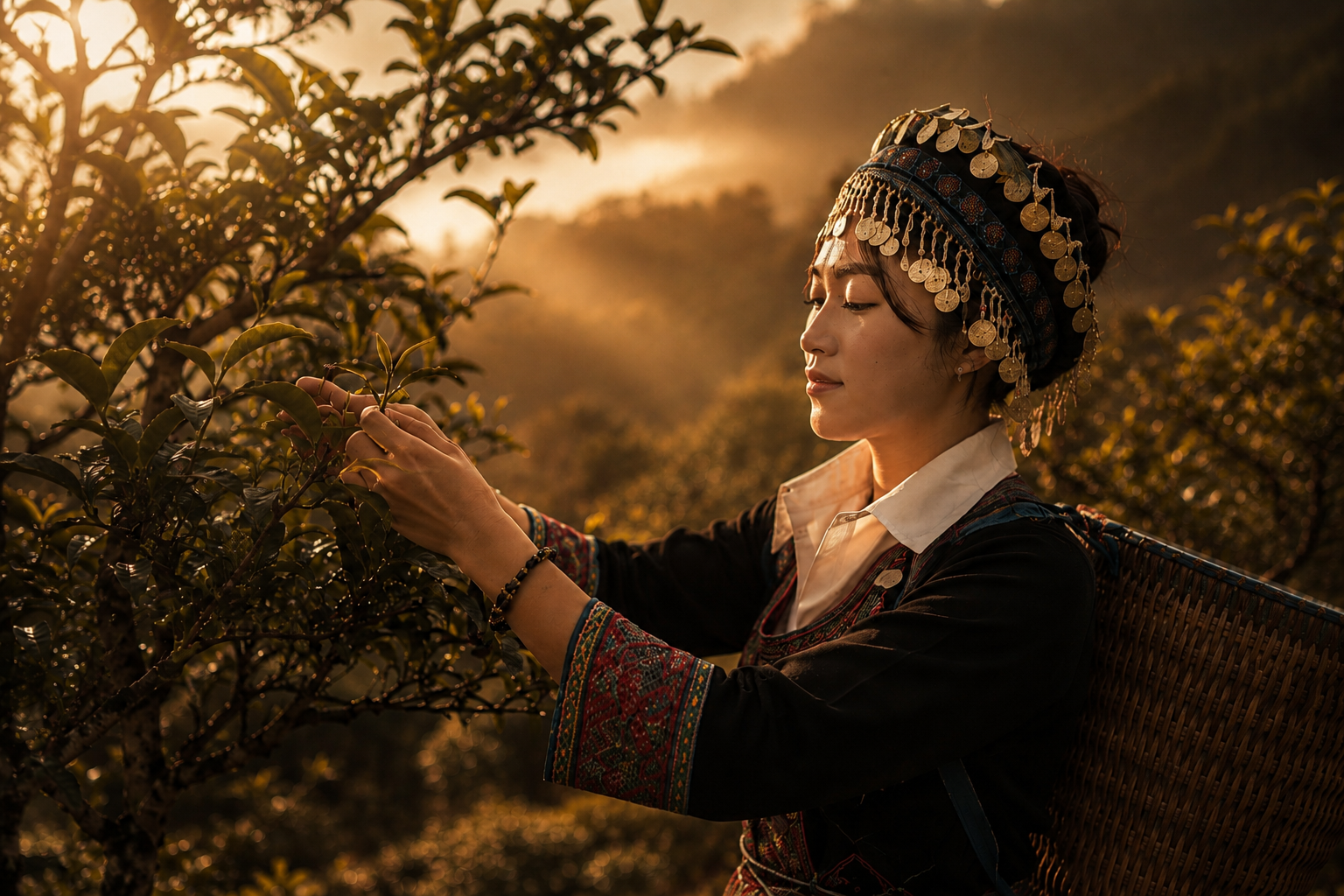 Hái chè thủ công trên vùng cao nguyên Hà Giang